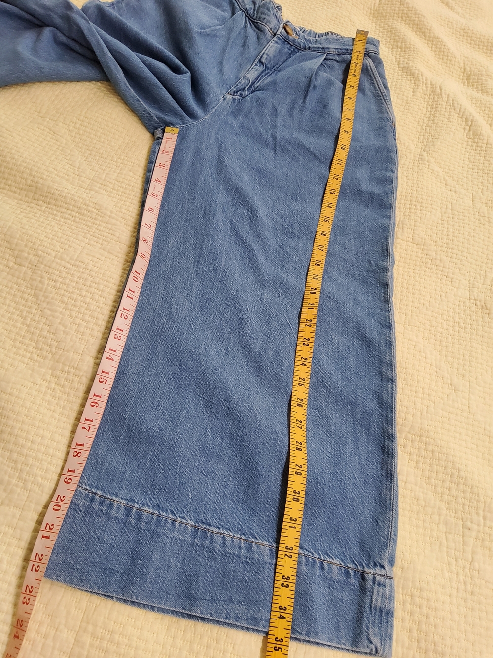 Pilcro Pleated High-Rise Wide-Leg Culotte Crop Jeans Size 27 - Picture 10 of 10